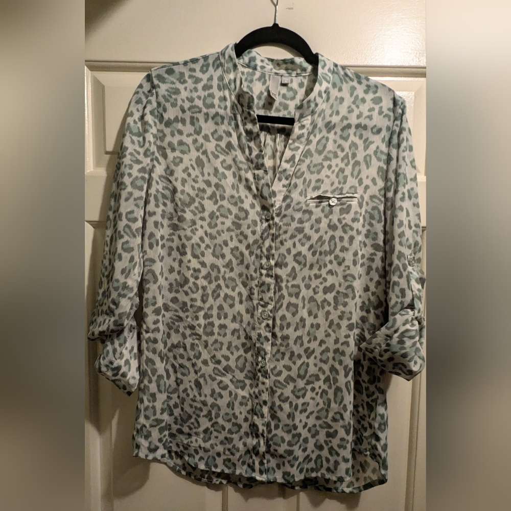 Blue leopard blouse
